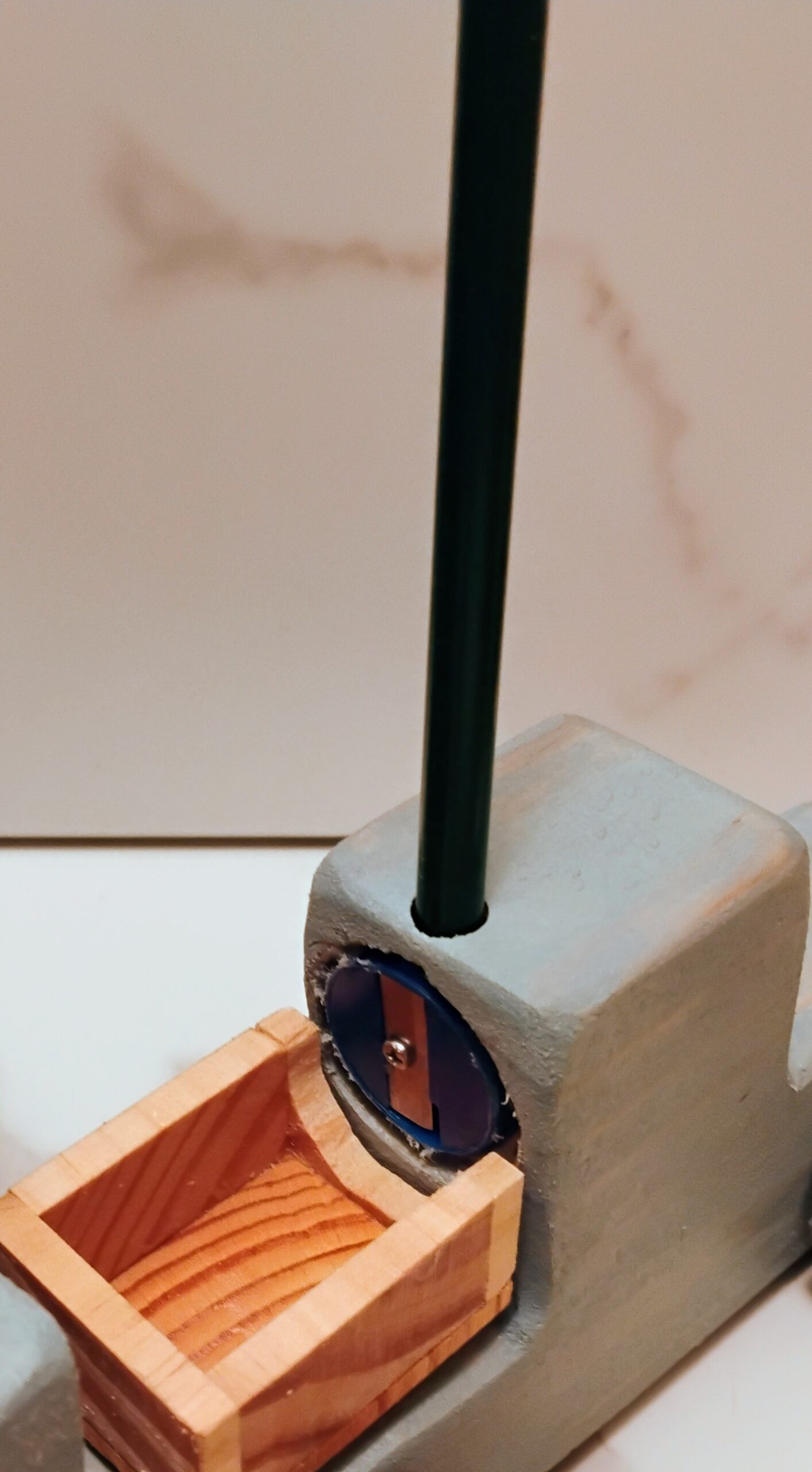 Handmade Wooden Truck and Trailer, Holds 54 crayons and/or pencils. Built in sharpener and shavings dump box. - Image 7