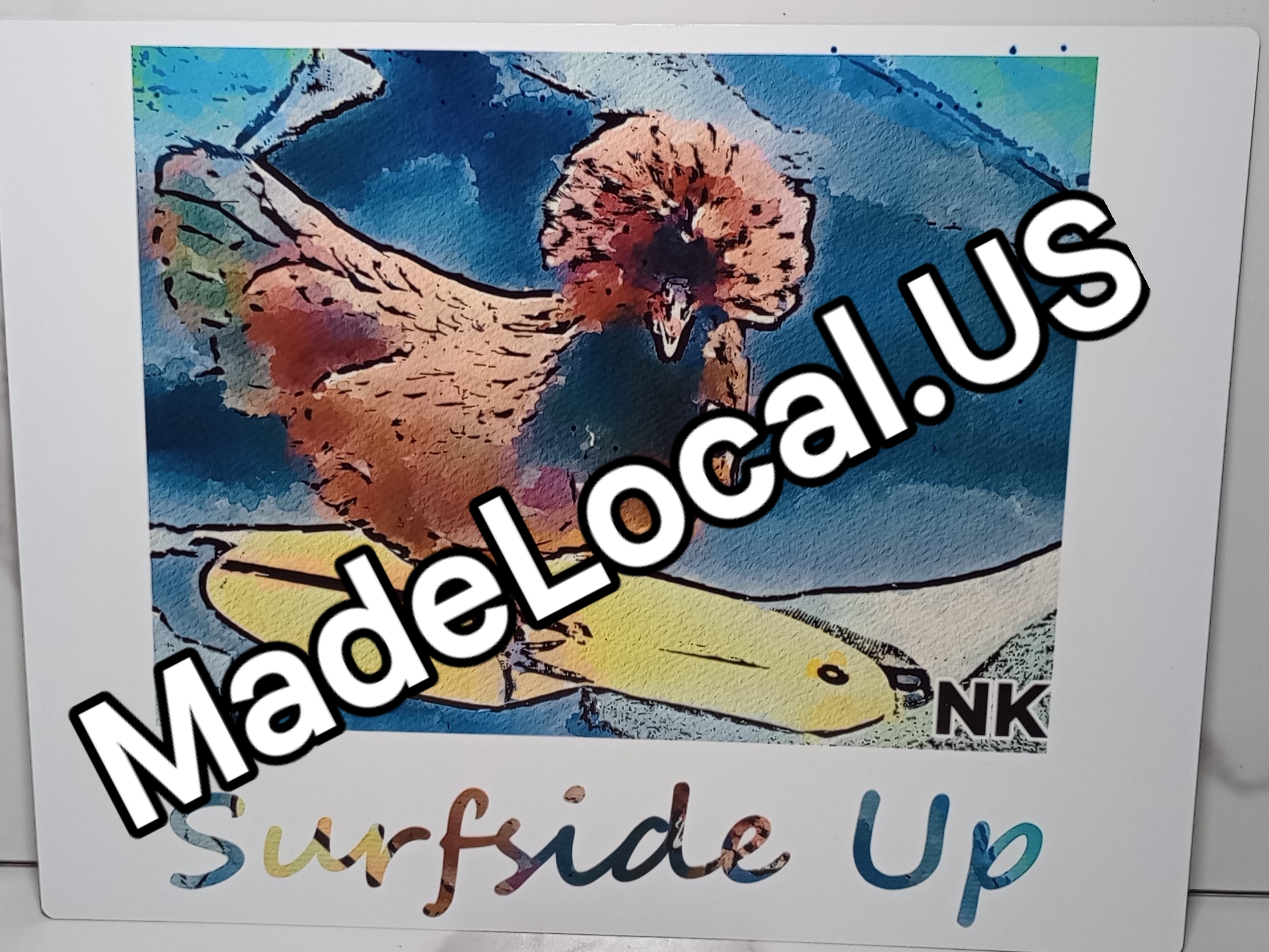 Surfide Up Metal Chicken Sign