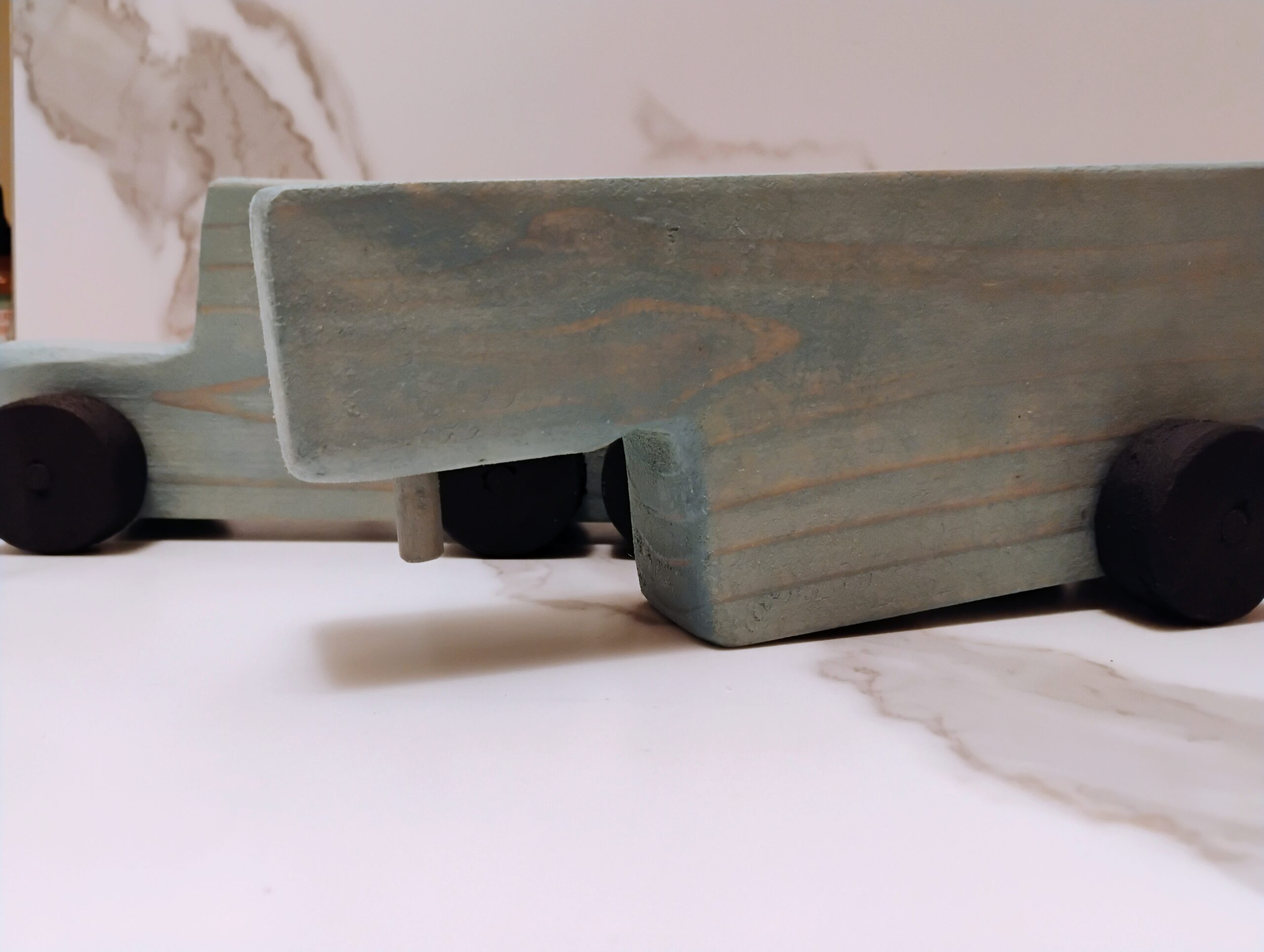 Handmade Wooden Truck and Trailer, Holds 54 crayons and/or pencils. Built in sharpener and shavings dump box. - Image 6